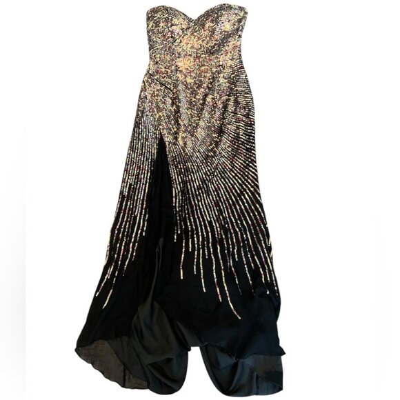 Terani Couture Elegant Strapless Sequin Gown - Picture 3 of 10